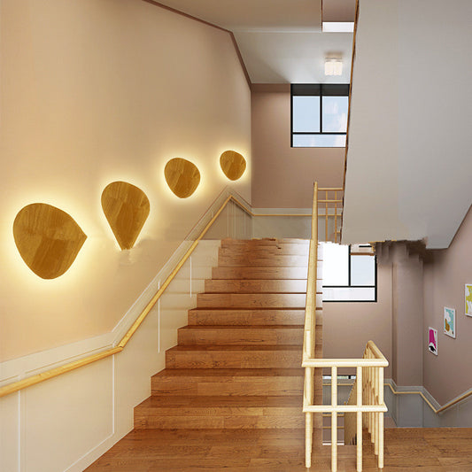 Organic Wood Wall Sconce, Modern Japandi Wall Lamp, Abstract Pebble Wood Light, Minimalist Wooden Wall Decor, Aesthetic Bedroom Lighting, Natural Oak Style Sconce