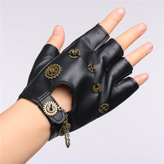 Steampunk Retro Gloves Gear Chain