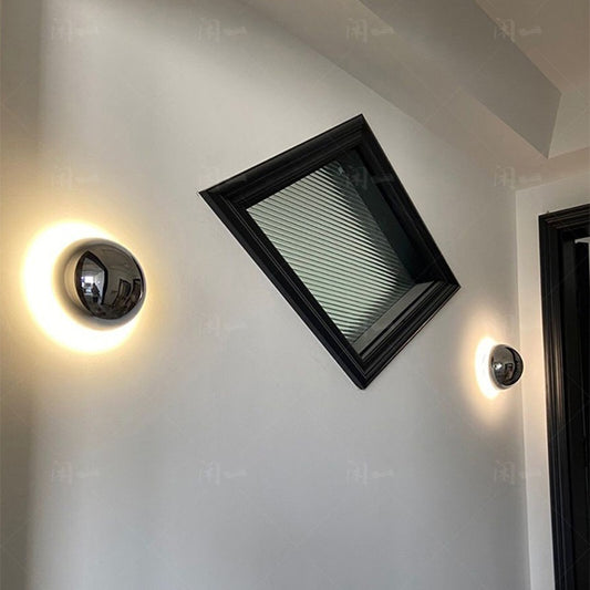 Modern Minimalist Circular Wall Sconce, Backlit Metal Moon Lamp, Eclipse Interior Wall Light, Nordic Decorative Sconce, Luxury Hallway Lighting, Indirect Ambient Wall Lamp