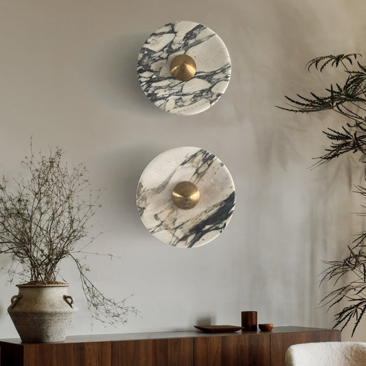 Marble-pattern Wall Sconce In French Wabi-sabi Style For The Living Room