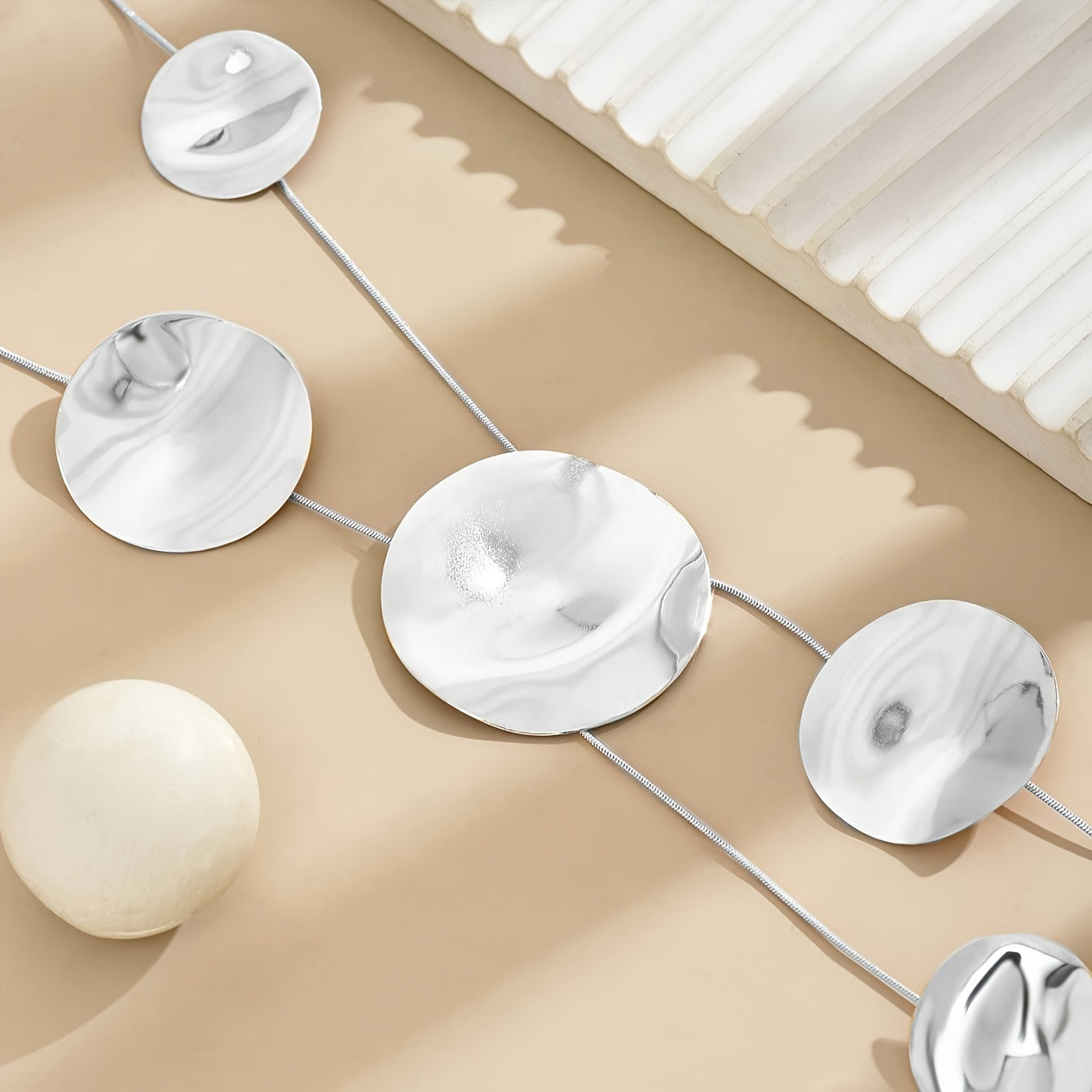 Textured Disc Necklace Designer Accessory