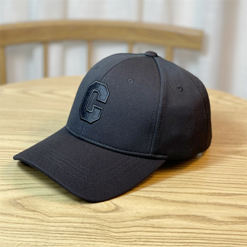 Embroidery C Letters Show Face Small Duck Tongue Cap