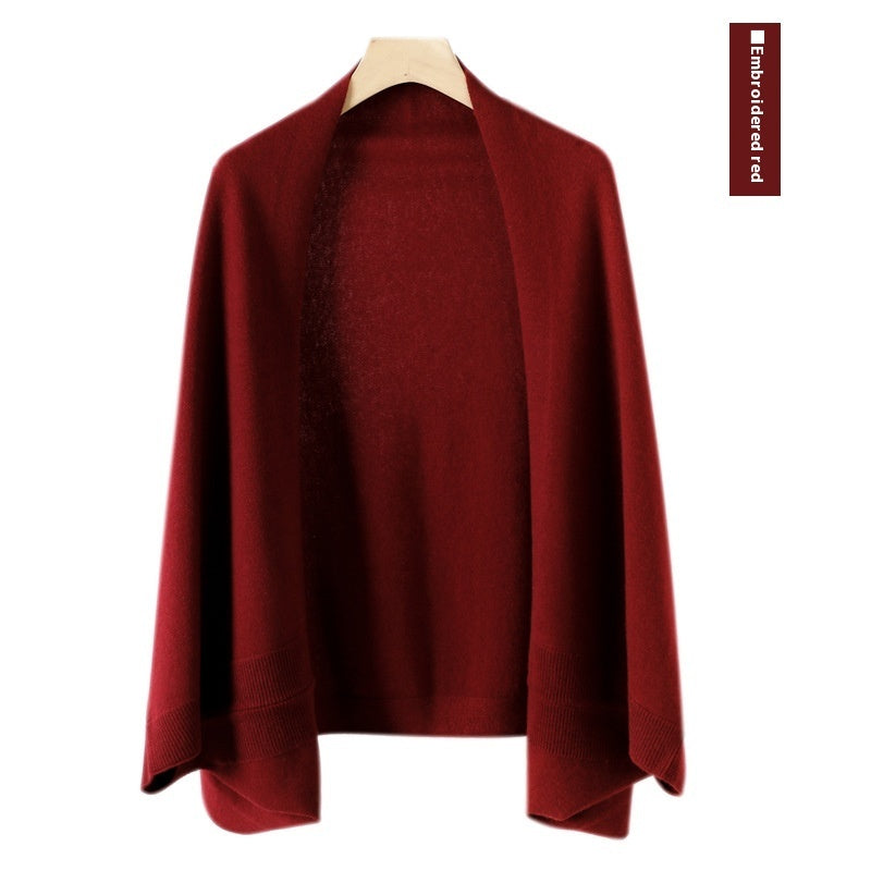 Women's Cashmere Shawl Knitting Cape Dual Purpose Scarf