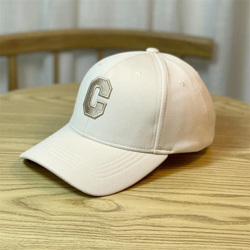 Embroidery C Letters Show Face Small Duck Tongue Cap