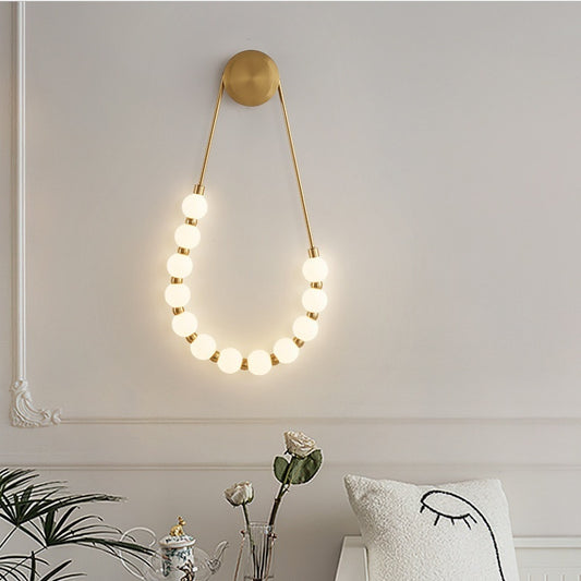 Luxury Pearl Necklace Wall Lamp, Creative High-End Sconce, Modern Nordic Ball Wall Light, Aesthetic Decorative Lighting, Minimalist Glass Globe Sconce, Artistic Bedroom Light