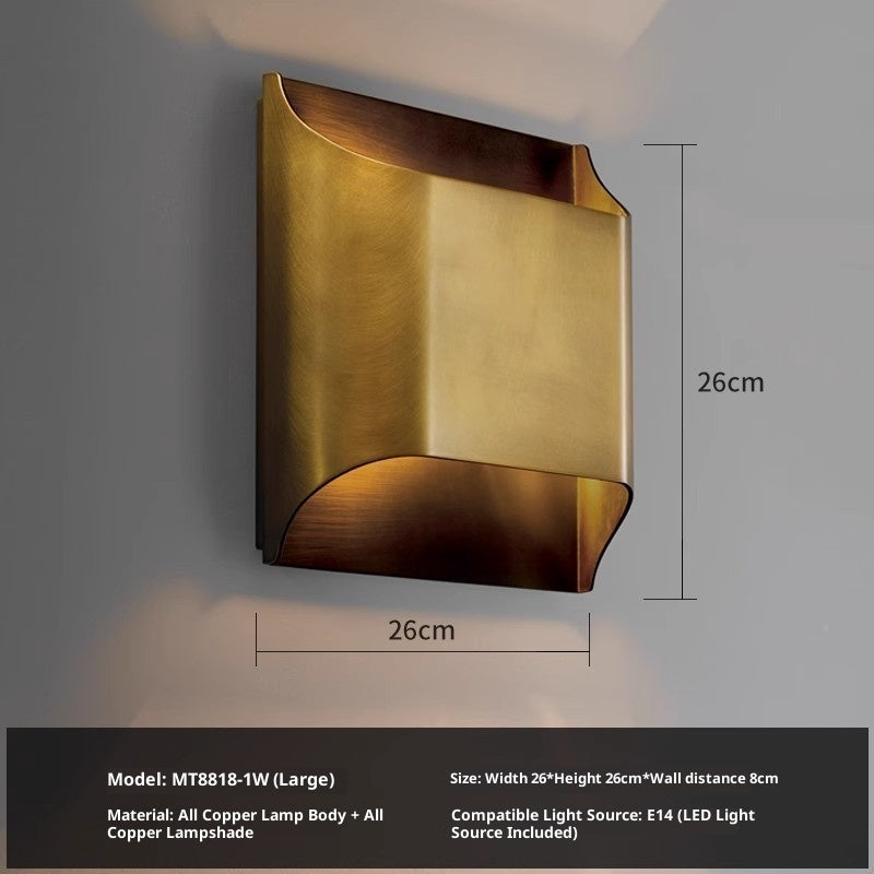 Modern Minimalist Background Wall Staircase Full Copper Wall Lamp