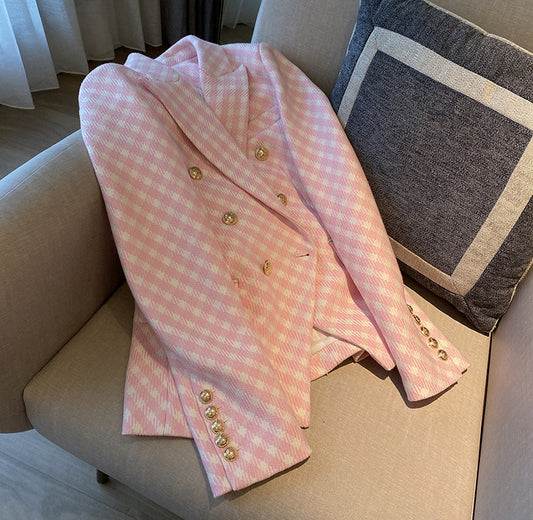 Double-breasted Jacket Women's Short Small Suit