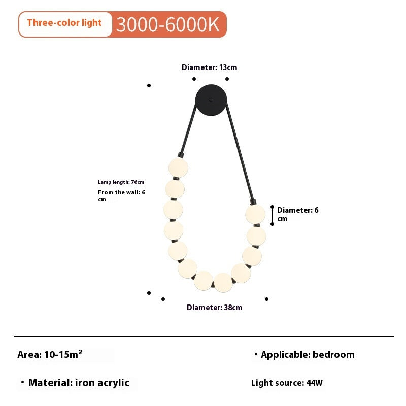 Luxury Pearl Necklace Wall Lamp, Creative High-End Sconce, Modern Nordic Ball Wall Light, Aesthetic Decorative Lighting, Minimalist Glass Globe Sconce, Artistic Bedroom Light