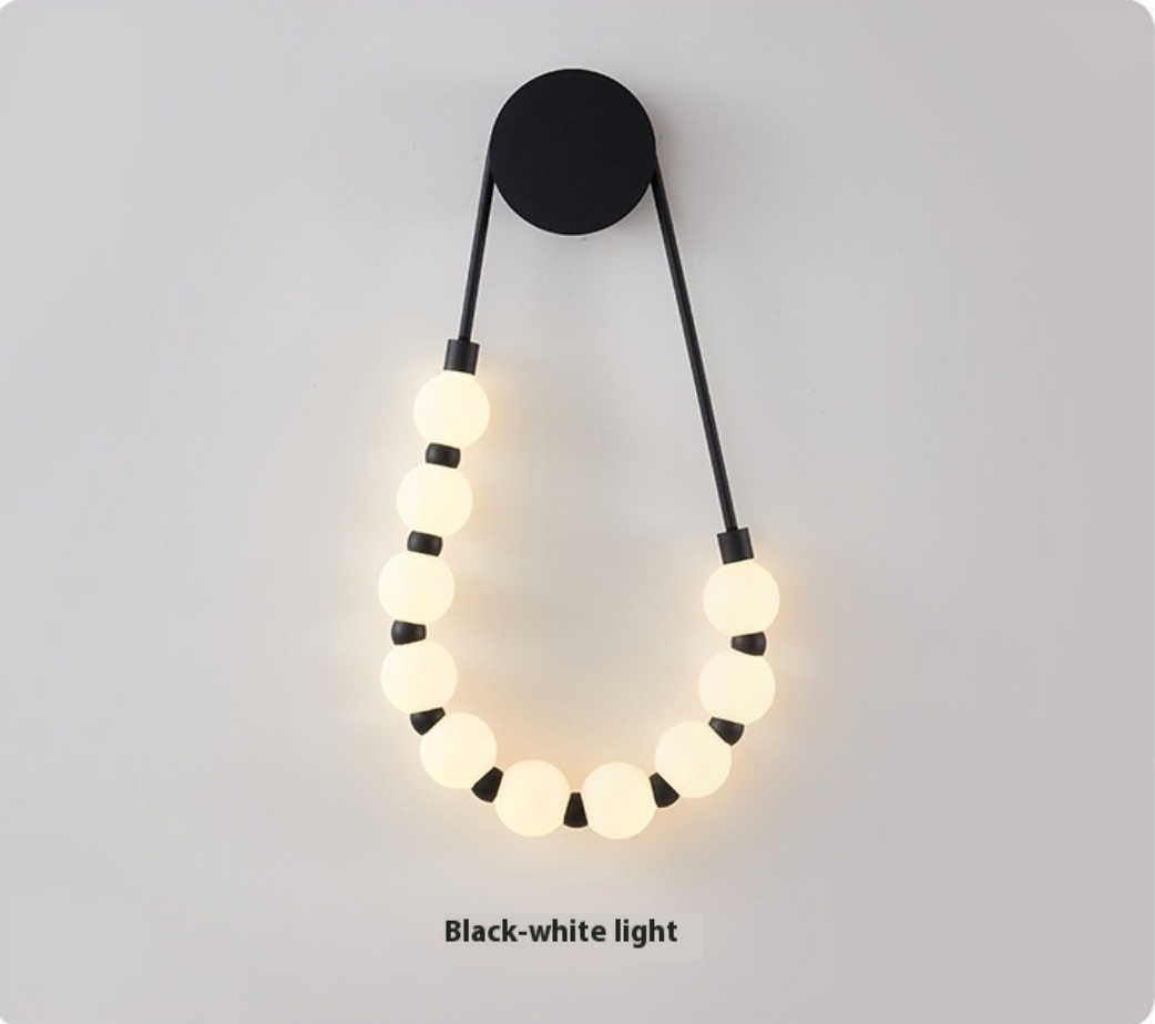 Luxury Pearl Necklace Wall Lamp, Creative High-End Sconce, Modern Nordic Ball Wall Light, Aesthetic Decorative Lighting, Minimalist Glass Globe Sconce, Artistic Bedroom Light