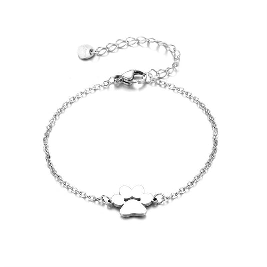 Silver Paw Minimalist Charm Bracelet