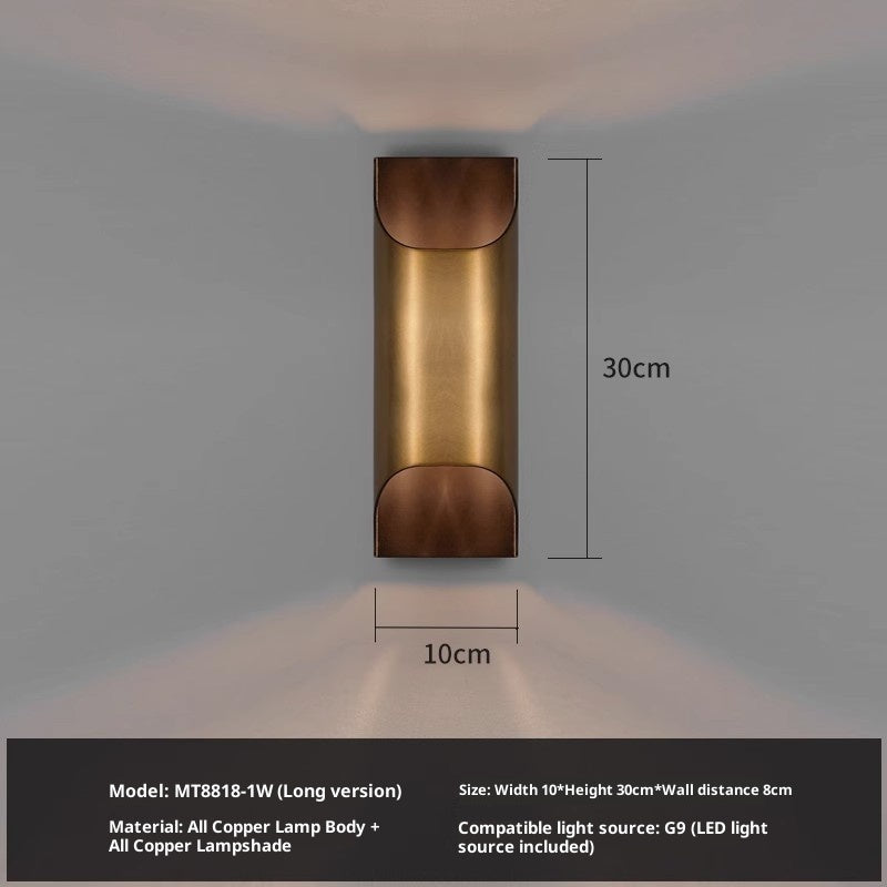Modern Minimalist Background Wall Staircase Full Copper Wall Lamp