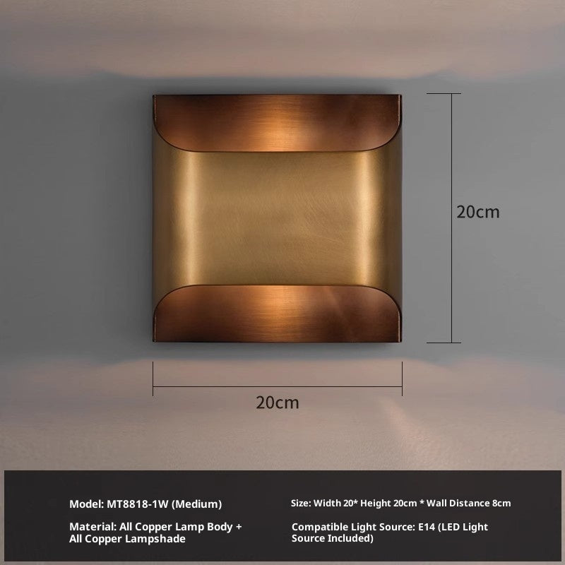 Modern Minimalist Background Wall Staircase Full Copper Wall Lamp
