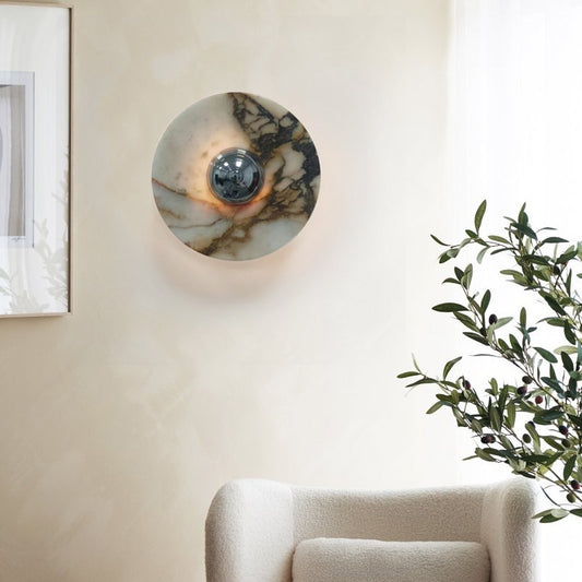 Marble-pattern Wall Sconce In French Wabi-sabi Style For The Living Room