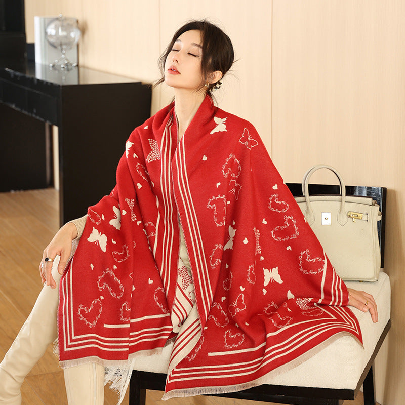 Female Versatile Fashion Thickened Warm Cashmere Scarf